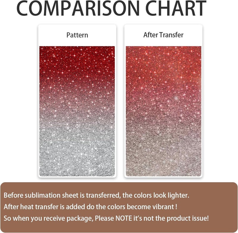 SPHOSWHP Sublimation Transfer Ink Sheets for Cricut Heat Press, Solid Color Glitter Pre-Inked Transfer Paper for T-Shirts, Mugs, Tumblers, 12"x10",14pcs - Image 2